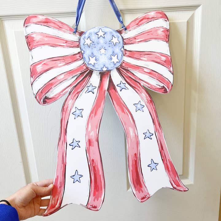 Home Malone - Wholesale Door Hanger - Patriotic Bow Door Hanger - USA 4th Of July Memorial America2
