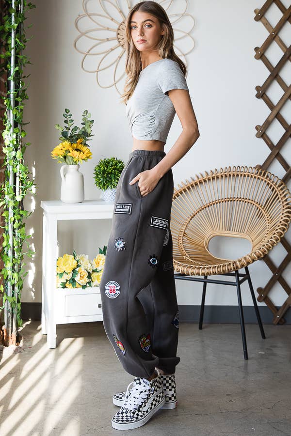 JADE BY JANE – Großhandel Lounge-Trainingshose/-Jogginghose – Damen – Jogginghose mit mehreren Patches und hoher Taille JBJ10226