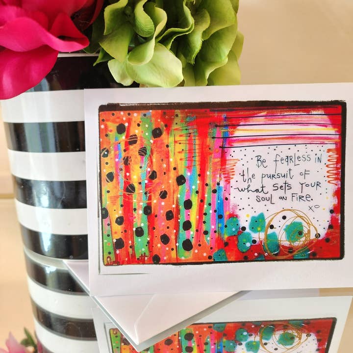 Be Fearless Blank Greeting Card for wholesale by Julie Abbott Art