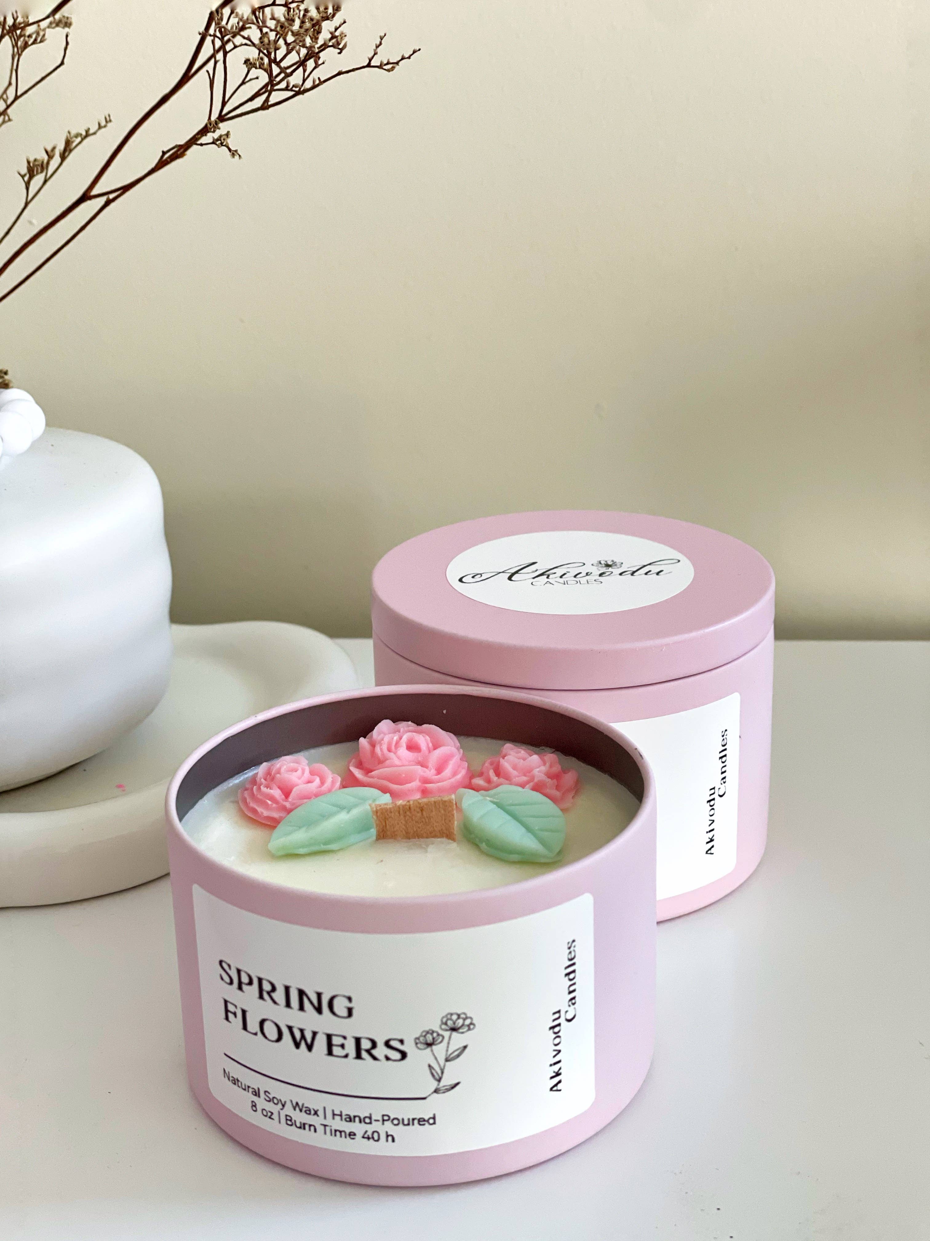 Akivodu Candles - Wholesale Travel Candles - Spring Flower Candle 8 oz - Multiple Scents2