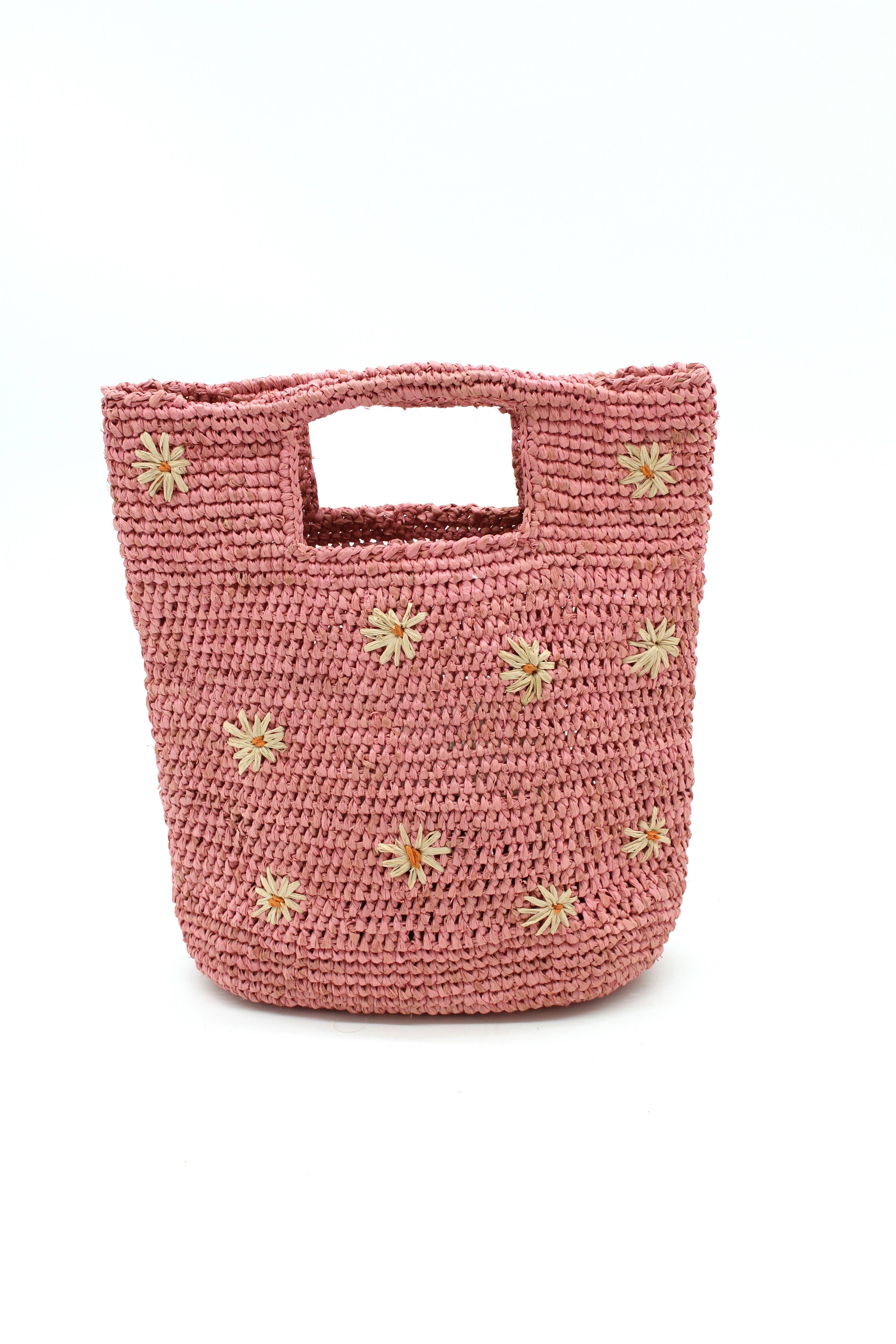 Shebobo - Wholesale Beach Bag - Mini ConCon Daisy Flower Crochet Petite Straw Basket Handbag10
