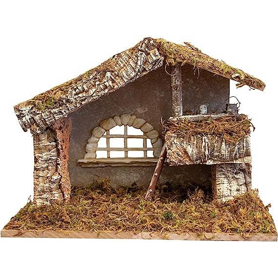 Village Gift Importers - Wholesale Nativity Scene Decor - Village Nativity Wooden Stable Creche | 12" x 7" x 9"
