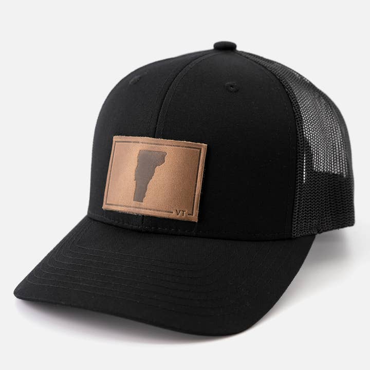 Range Leather Co. - Wholesale Trucker Hat - Unisex - Vermont Silhouette Hat | Leather Patch Trucker Hat