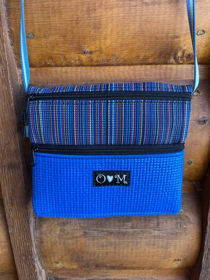 3 Zip Bag Blue-Home Dec Stripe Print Fabric for wholesale by OlovesM.com