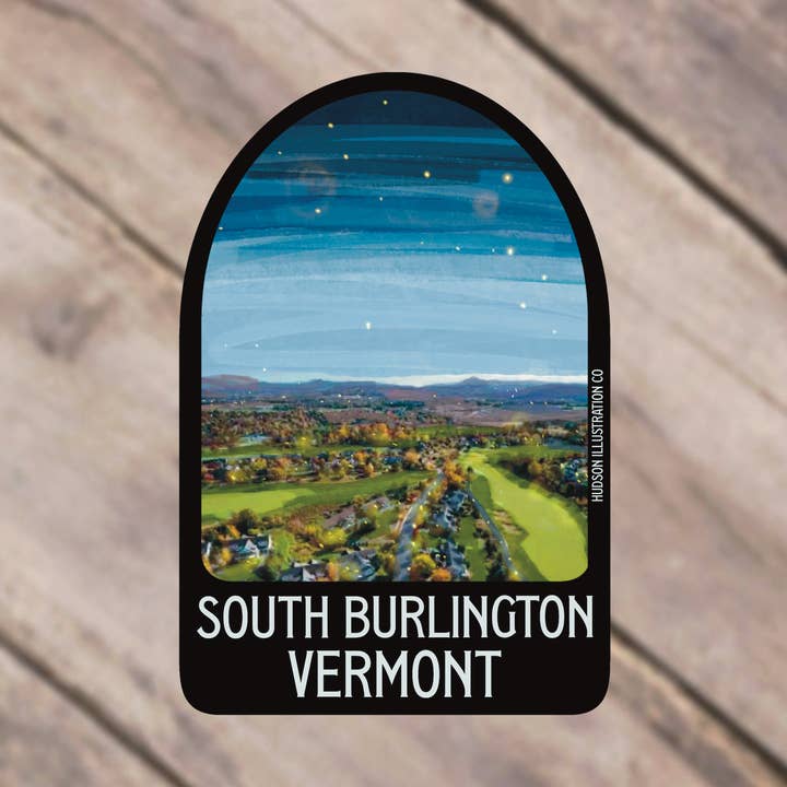 South Burlington Vermont Sticker/Magnet/Skrivar/Vykort för wholesale av Hudson Illustration Co - About Town Co