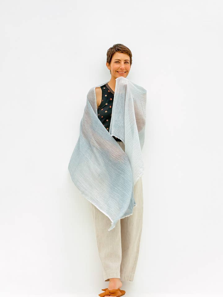 Insect-Repellent Scarf — Gardenia in Two-Tone Blue for wholesale by Shoo for Good