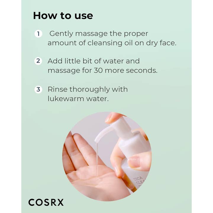 MEHIAZ - Wholesale Facial Cleanser - COSRX Pure Fit Cica Cleansing Oil for Sensitive Skin 200ml5