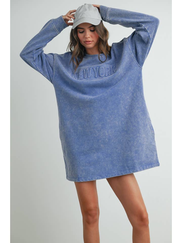 BUTTERMELON - Wholesale Dress - Women's - Tall Acid Wash Sweatshirt Dress - BMD753822