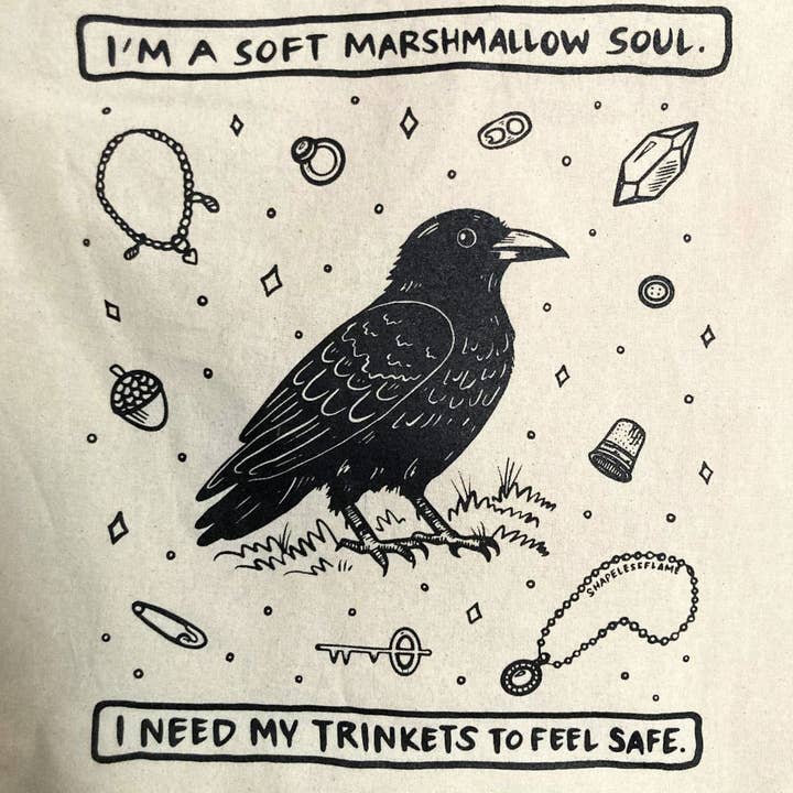 Shapelessflame - Wholesale Tote Bag - Unisex - Crow Trinkets Soft Canvas Tote Bag