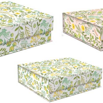 Set of 3 square GM nesting boxes - Tiny Yellows for wholesale by Maison Royal Garden