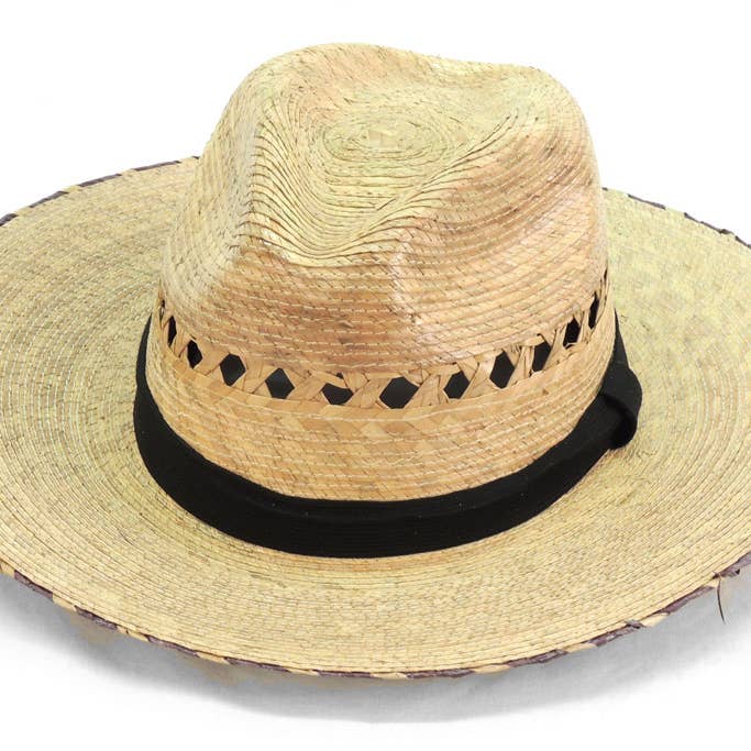 Showdown Palm Straw Hat with Band Medium Brim Adjustable for wholesale by Sanyork Fair Trade