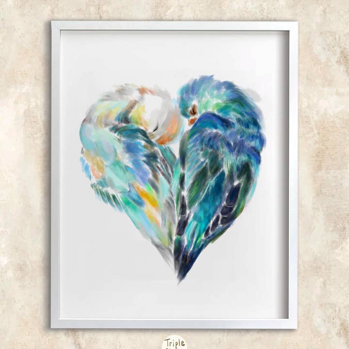 Forever Love Birds Watercolor Modern Art Print | Anniversary for wholesale by Triple Studio