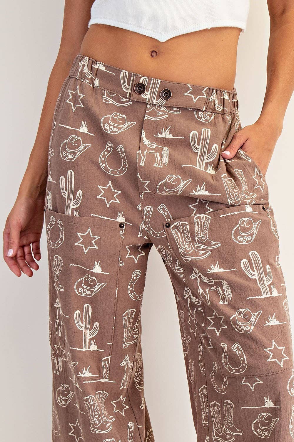 Peace Love Line - Wholesale Pants - Women's - PL8292 - STONE WASHED WESTERN PATCH POCKET PANTS9