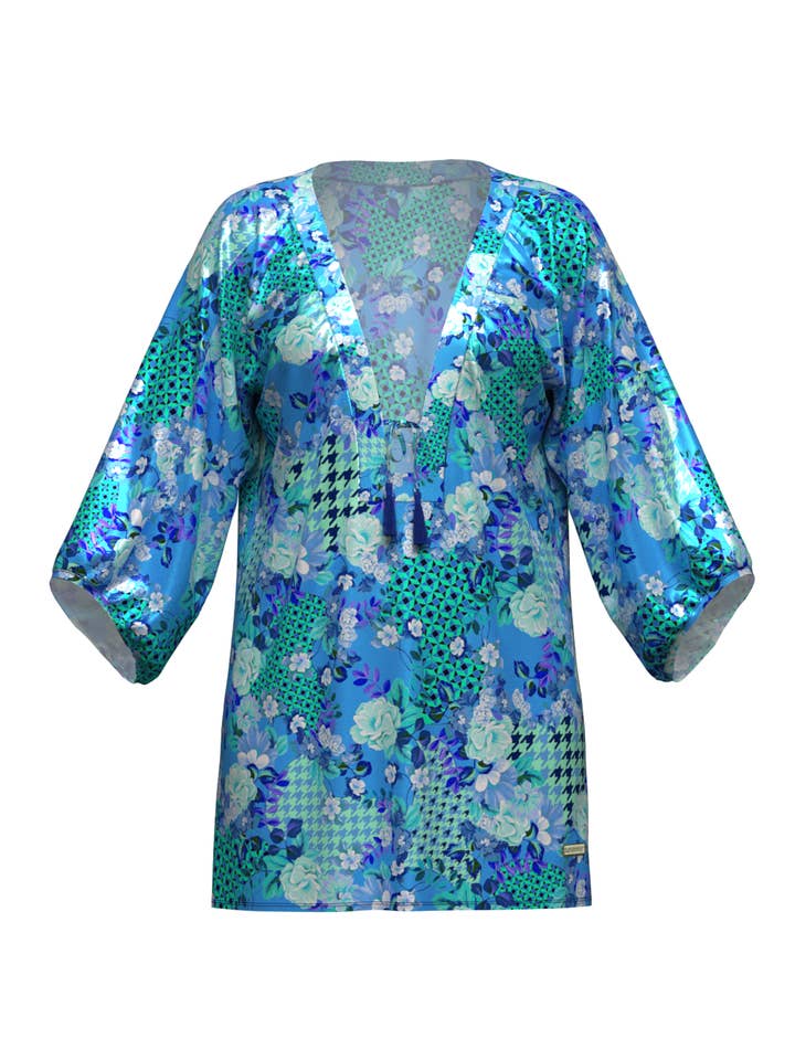 Reclaim Romance Soft Blue Tied Tassel Kaftan for wholesale by Sunseeker