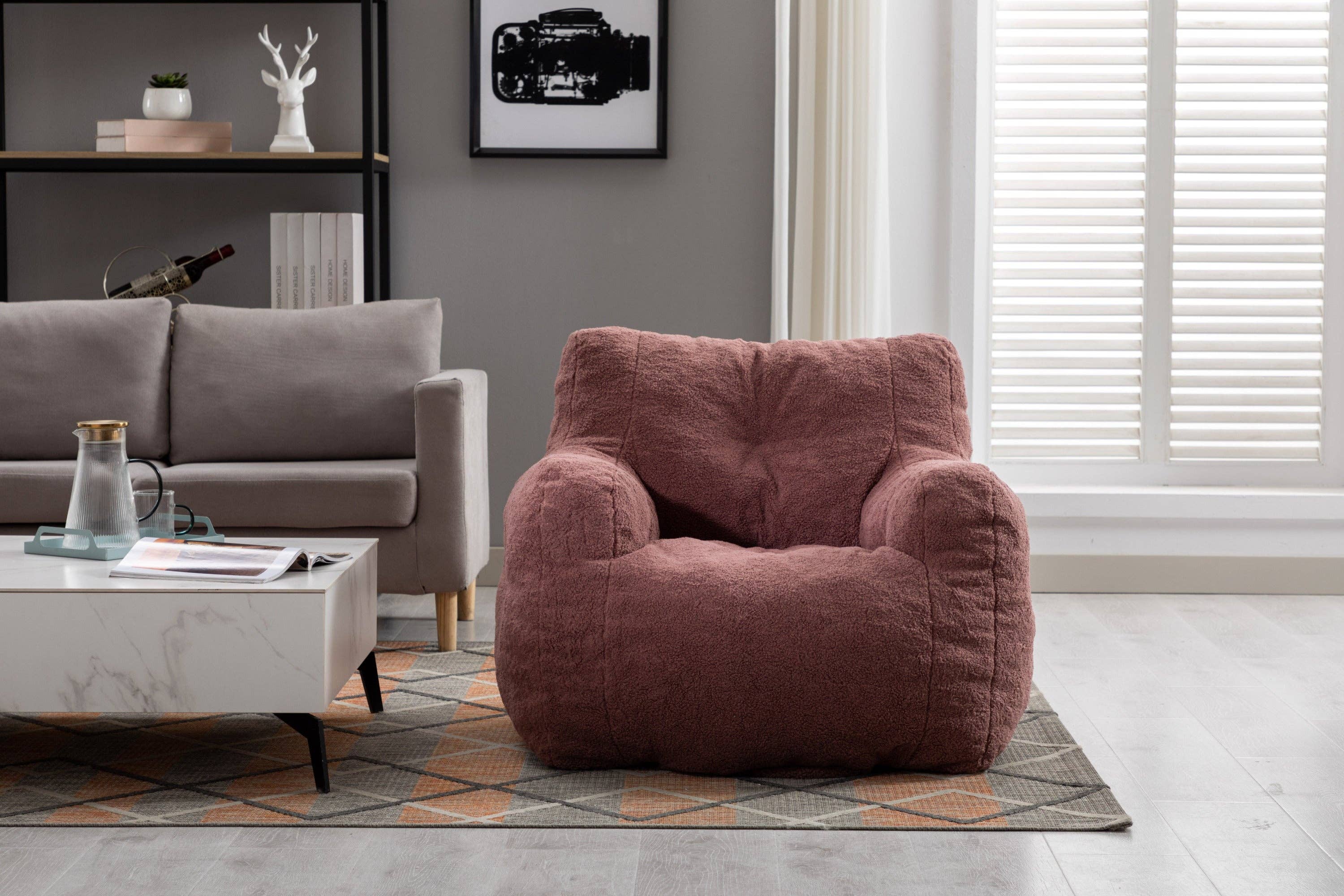 39F Inc. - Wholesale Chair - Tufted Teddy Fabric Bean Bag Chair with Ergonomic Backrest18