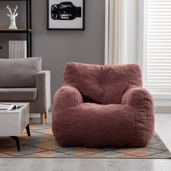 39F Inc. - Wholesale Chair - Tufted Teddy Fabric Bean Bag Chair with Ergonomic Backrest18