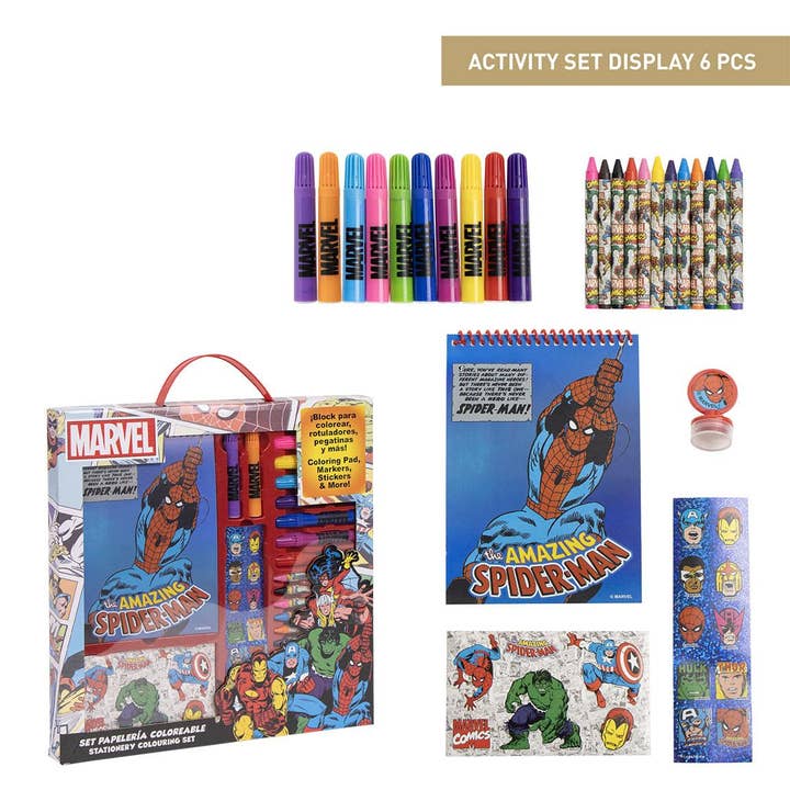 Mastoys, S.L. - Venta al por mayor Libro para colorear - Niños y bebés - SET PAPELERÍA COLOREABLE DISPLAY MARVEL - 2700001231