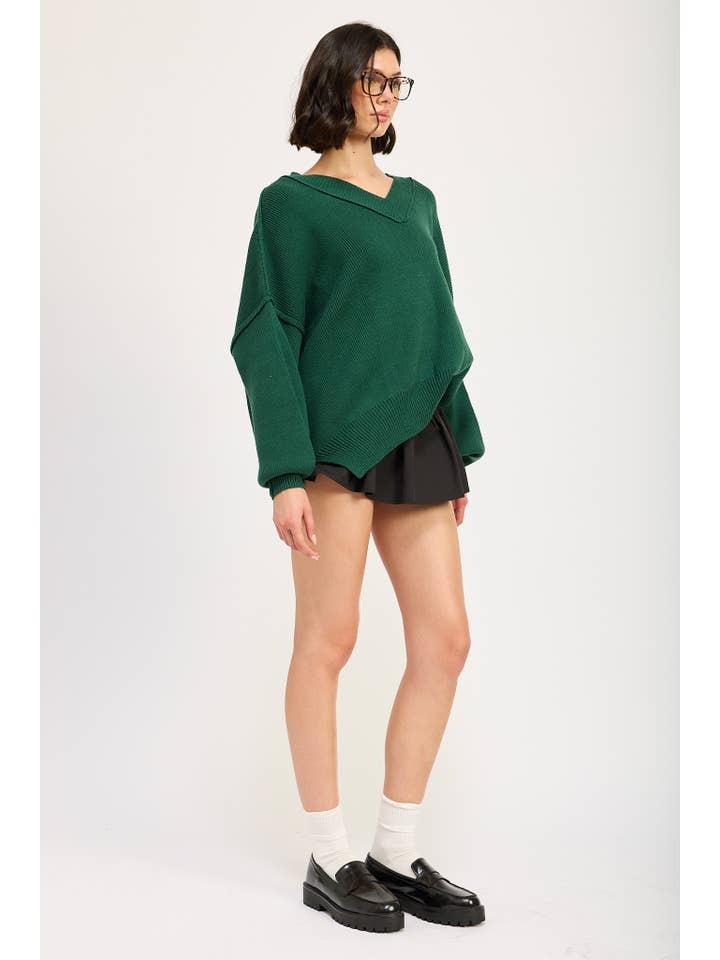 Emory Park - Wholesale Knit Sweater - Women's - OVERSIZED V NECK SWEATER11