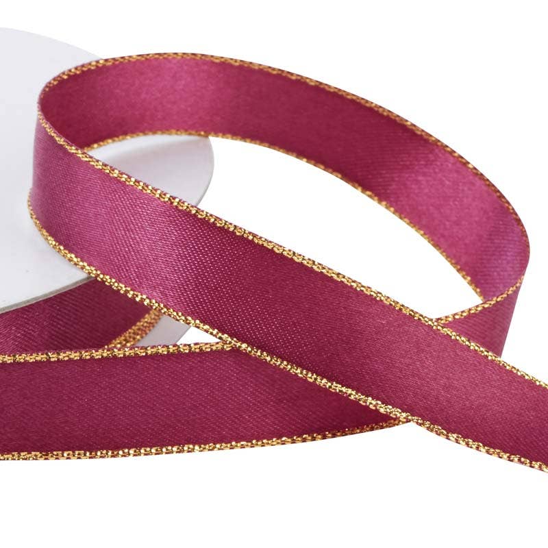 Factory Direct Craft - Wholesale Ribbon - Gift Wrapping - Satin Ribbon -Gold Trim - Select Color1