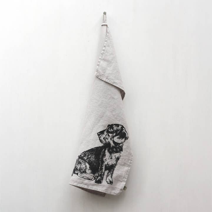 Linen Tea Towel Gray Dachshund for wholesale by Frohstoff Meike Marie Buchholz