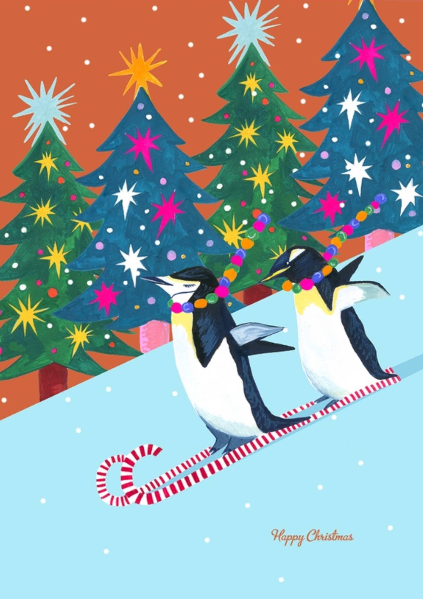Hutch Cassidy (Greetings Cards and Paper Goods) – wholesale Christmas card – 'Penguin Race' Christmas Greetings Card1