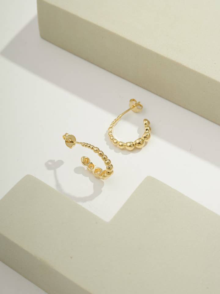 14k Gold Filled Beaded Mini Hoop | Earring | Best Sellers for wholesale by Bossaglam Jewelry