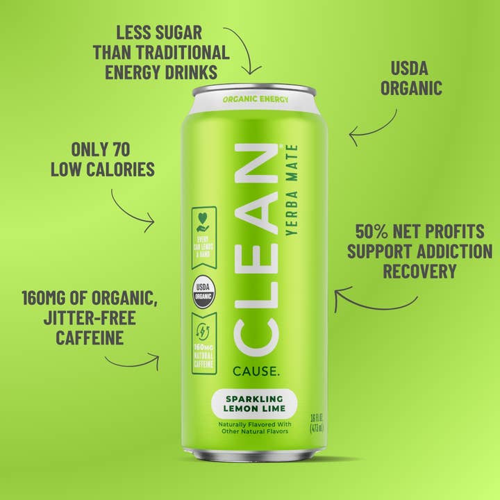 CLEAN Cause - Wholesale Iced Tea - Organic Lemon Lime Sparkling Yerba Mate Tea – 12-pack Cans4