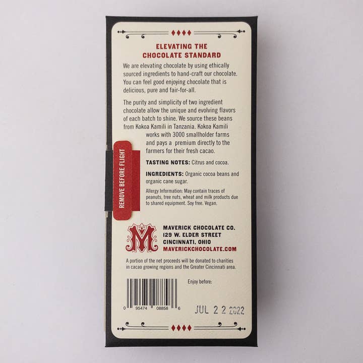 80% Tanzania Dark Chocolate for wholesale by Maverick Chocolate