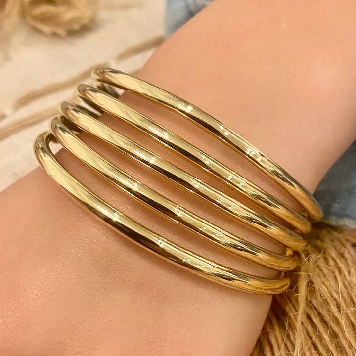 Pulseiras de Ouro Recheado para Meninas – Braceletes Empilháveis para Crianças por atacado de Mali Beads