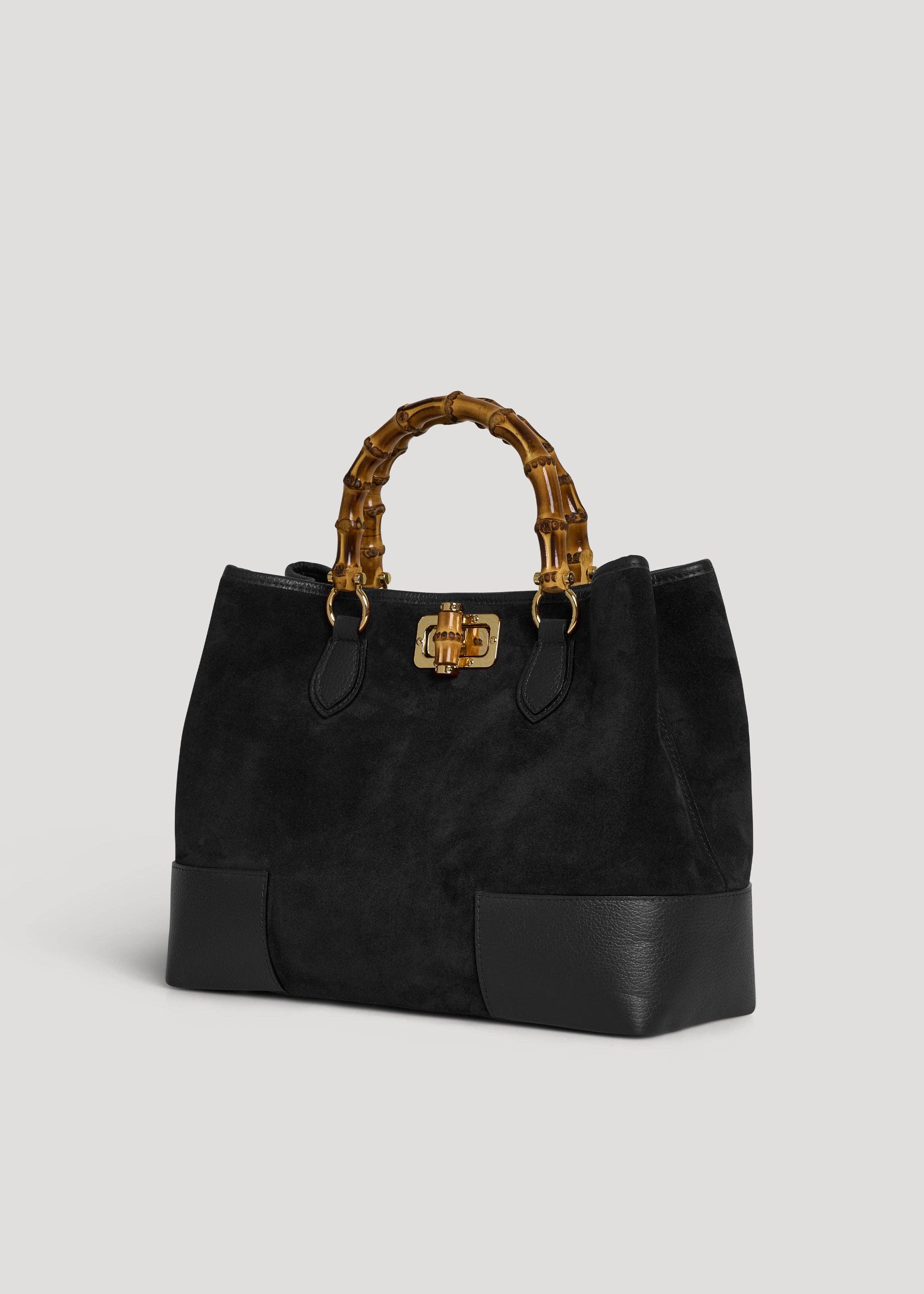 Voemièn - Wholesale Top Handle Bag - Women's - Bamboo Babe Bag in Black Suede and Leather1