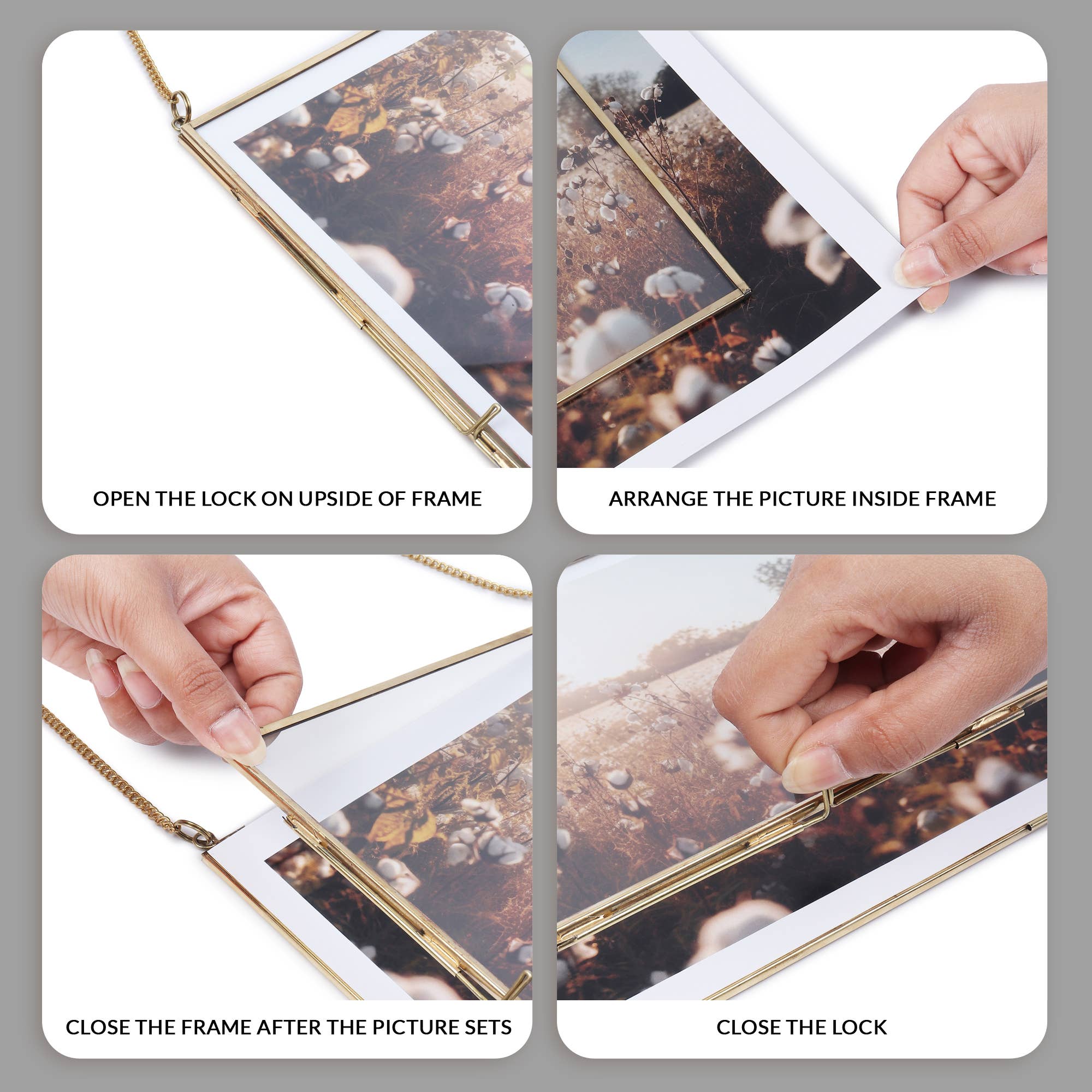 Alza – wholesale Picture frame – Hand-made real Brass and glass photo frame hanging 7