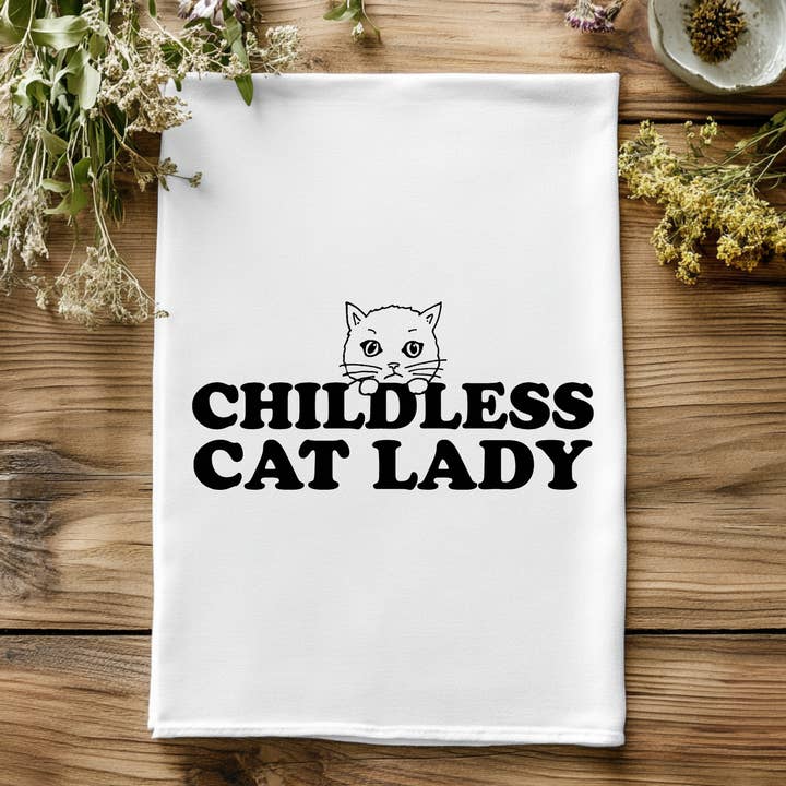 Moonlight Makers – wholesale Tea towel – Childless Cat Lady - Kitchen Towels - Election9