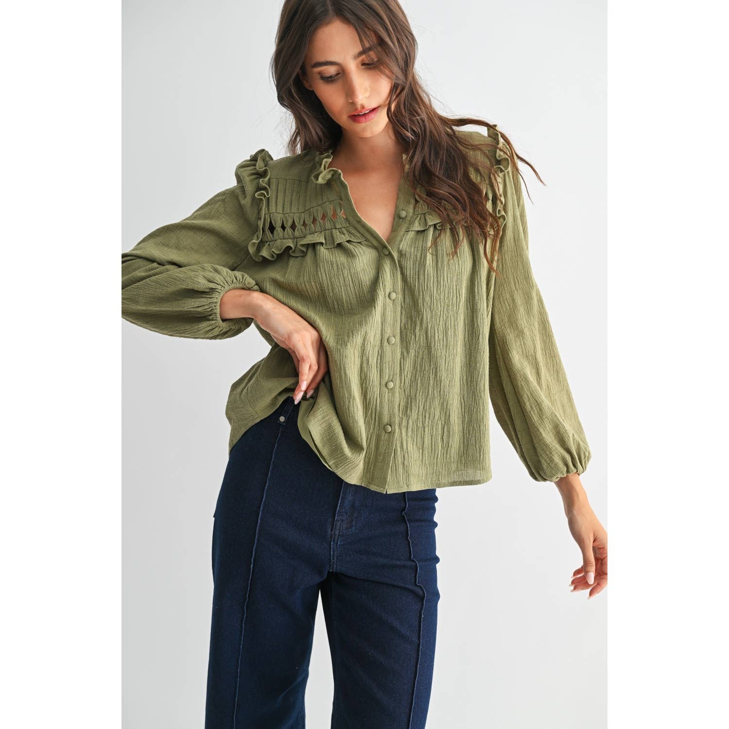 Camellia - Vente Chemisier – femme - BLOUSE AVEC DÉTAILS VOLANTÉS4