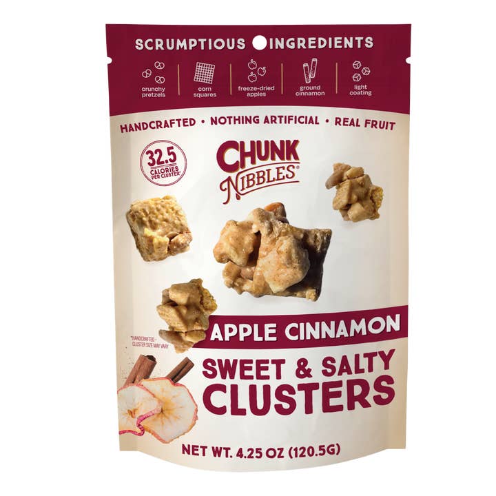 Morceaux de pomme et cannelle 120g sachet pour la vente par Chunk Nibbles