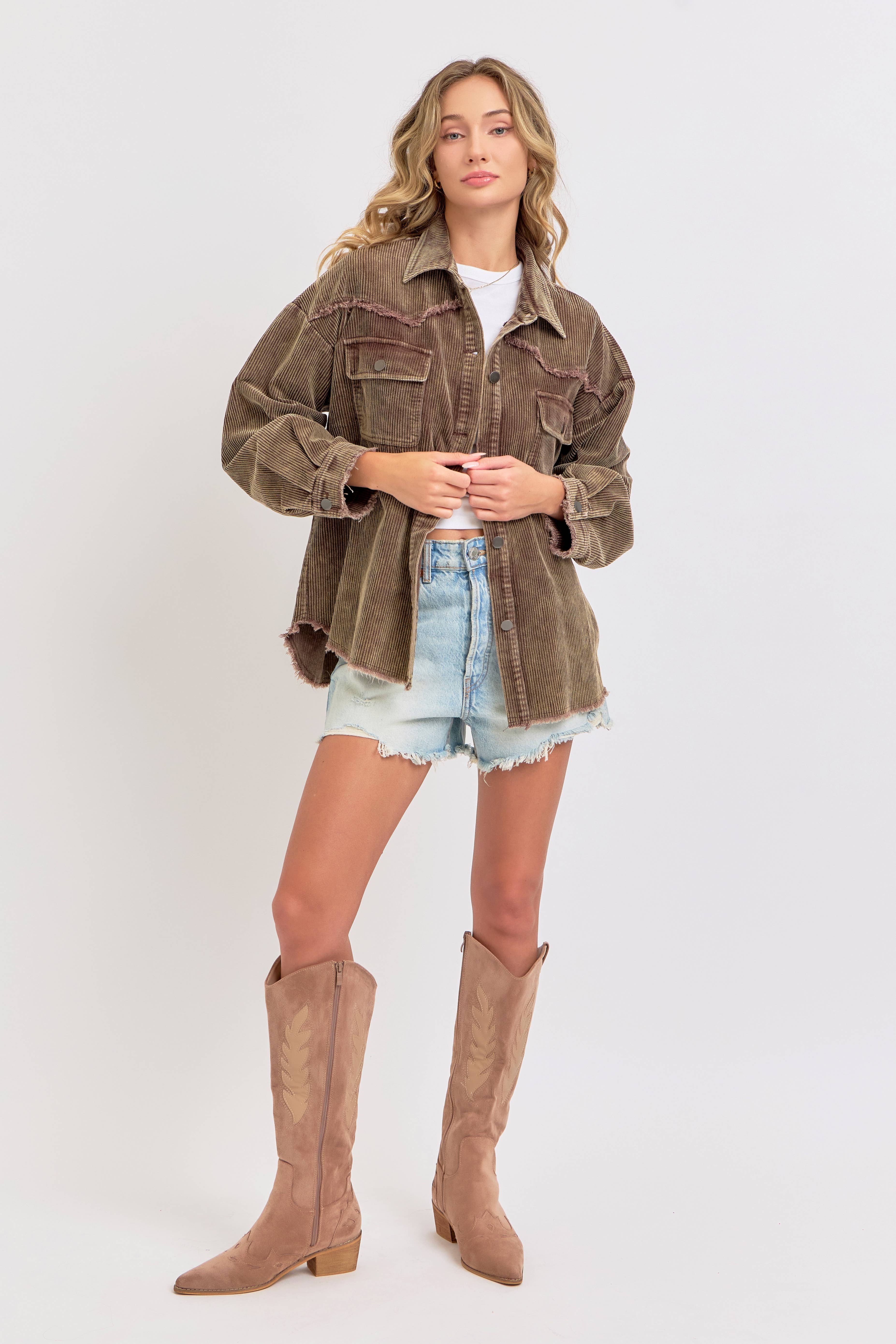 Sweet Lovely by Jen - Wholesale Shirt Jacket/Shacket - Women's -  CORDUROY SHACKET MINERAL WASHED COWBOY WESTERN COMBINED31