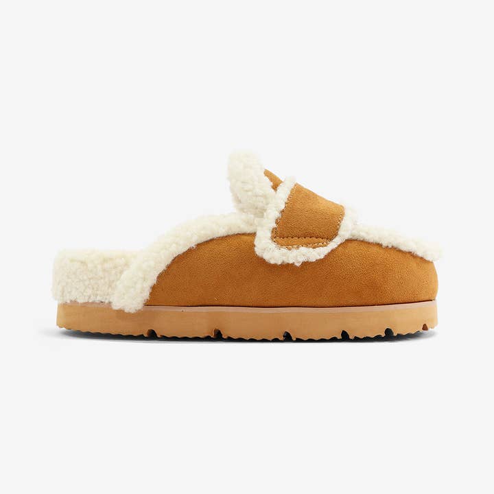 TATUM - Cozy Suede Slide w/ Thick Cushioned Sole for wholesale by Lemonade Shoes
