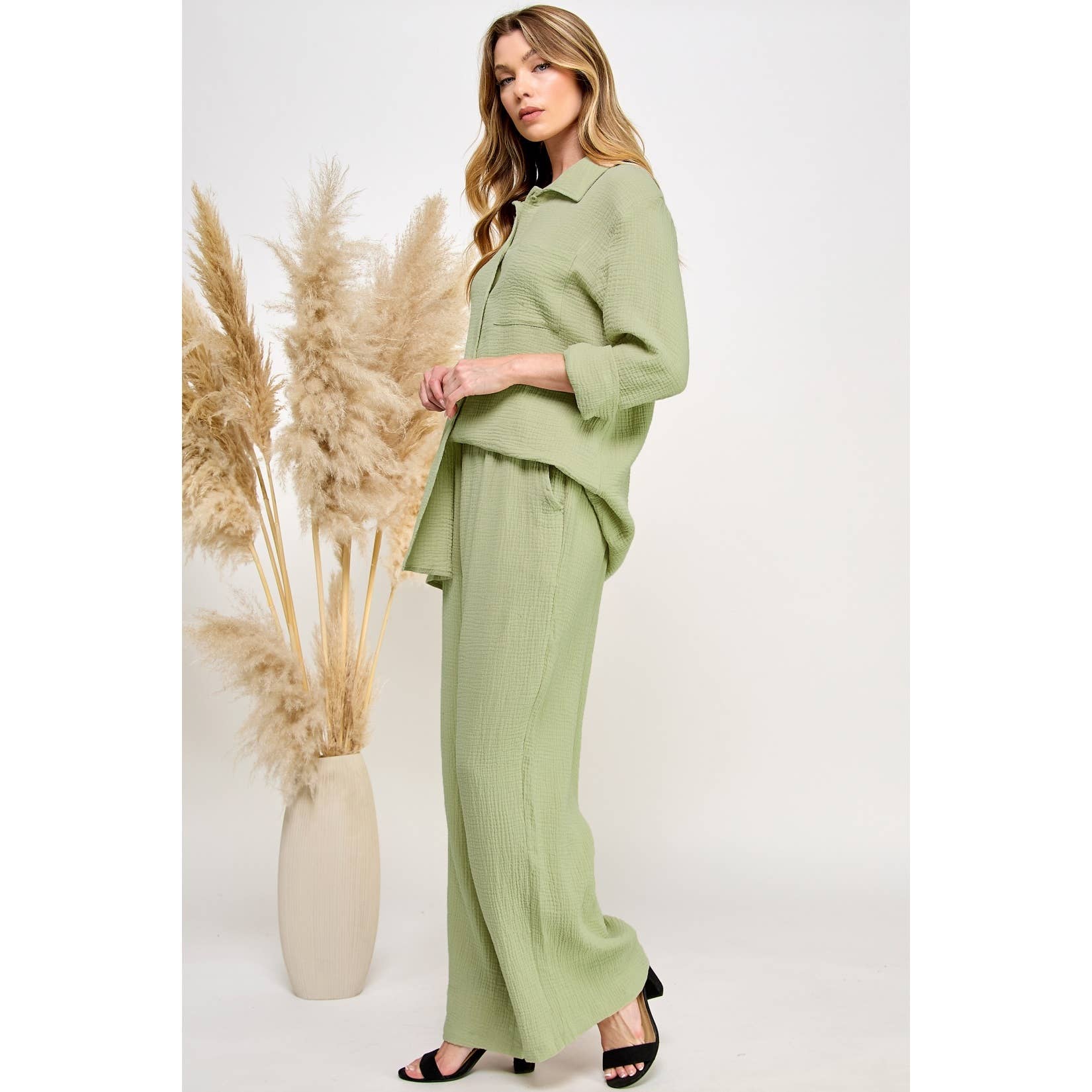 Mapcie - Wholesale Top & Pant Set (NOT Loungewear) - Women's - LONG SLEEVE AND LONG PANTS WITH SIDE POCKET BUTTON DOWN SET12