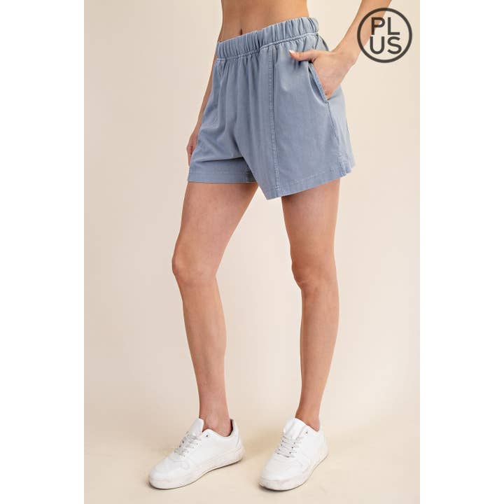 Rae Mode - Wholesale Athletic Shorts - Women's - PLUS SIZE MINERAL WASHED COTTON SLIT SHORT