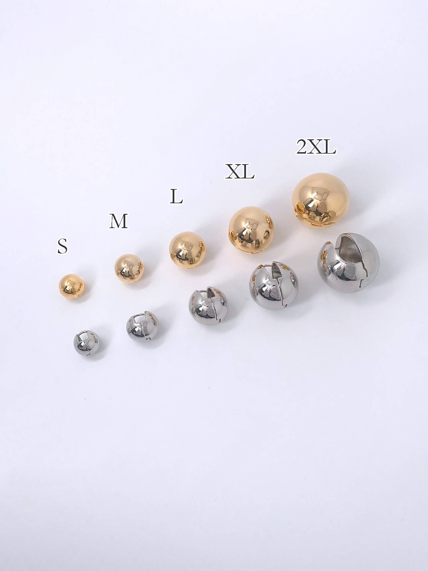 MOND HAUS - Wholesale Huggie Earrings - Anita Earrings | Puff Sphere Ball Snap Closure Huggie Hoop19