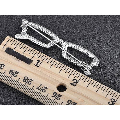 AK Brand – wholesale Brosch – Silverfärgad rektangel Nerdy glasögon brosch Pin