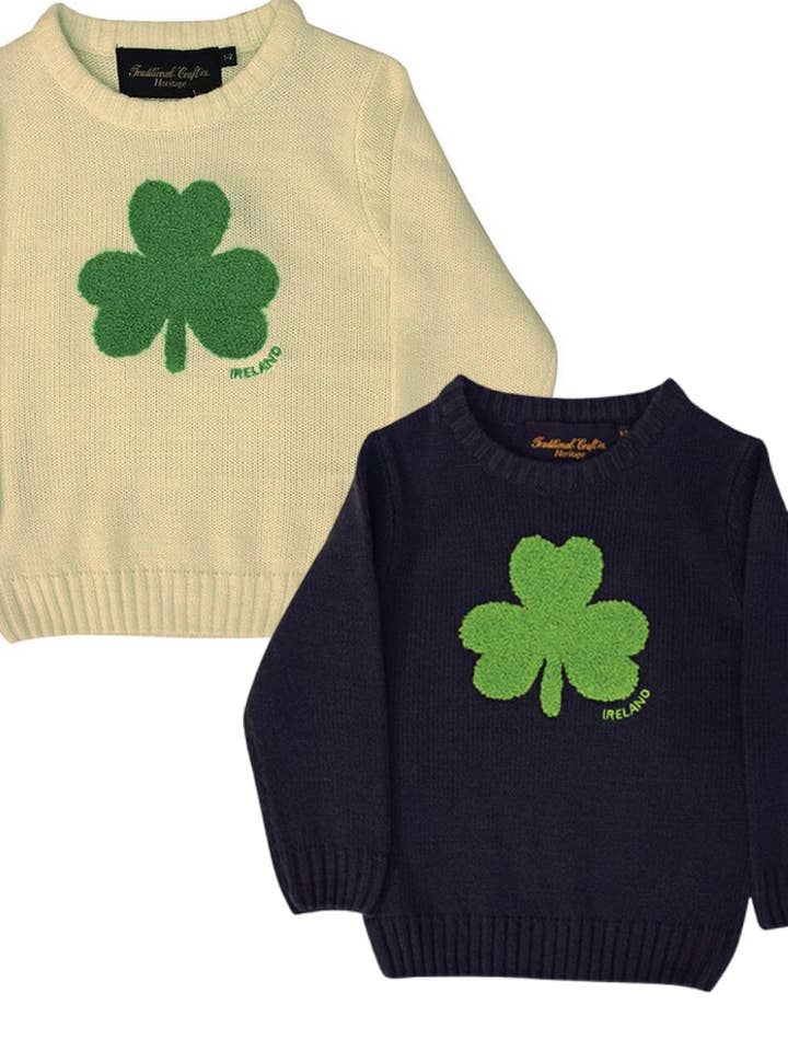 Kids’ Knit Shamrock Sweater - Cream or Navy and other Purchase Wholesale irish sweater. Free Returns & Net 60 Terms on Faire trending on Faire.