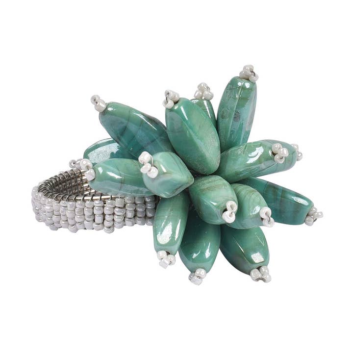 Blossom Napkin Ring in Aqua, Set of 4 for wholesale by Trunkin'