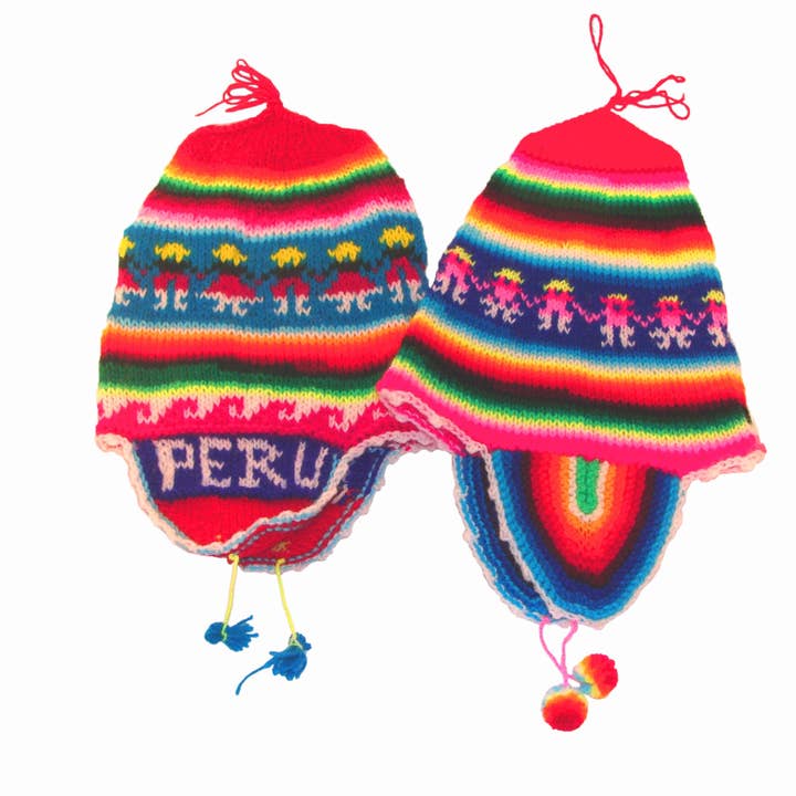 Cusco Alpaca Blend Child Chullo Hat Cap Geometrisk Peru Hånd for engroshandel hos Sanyork Fair Trade