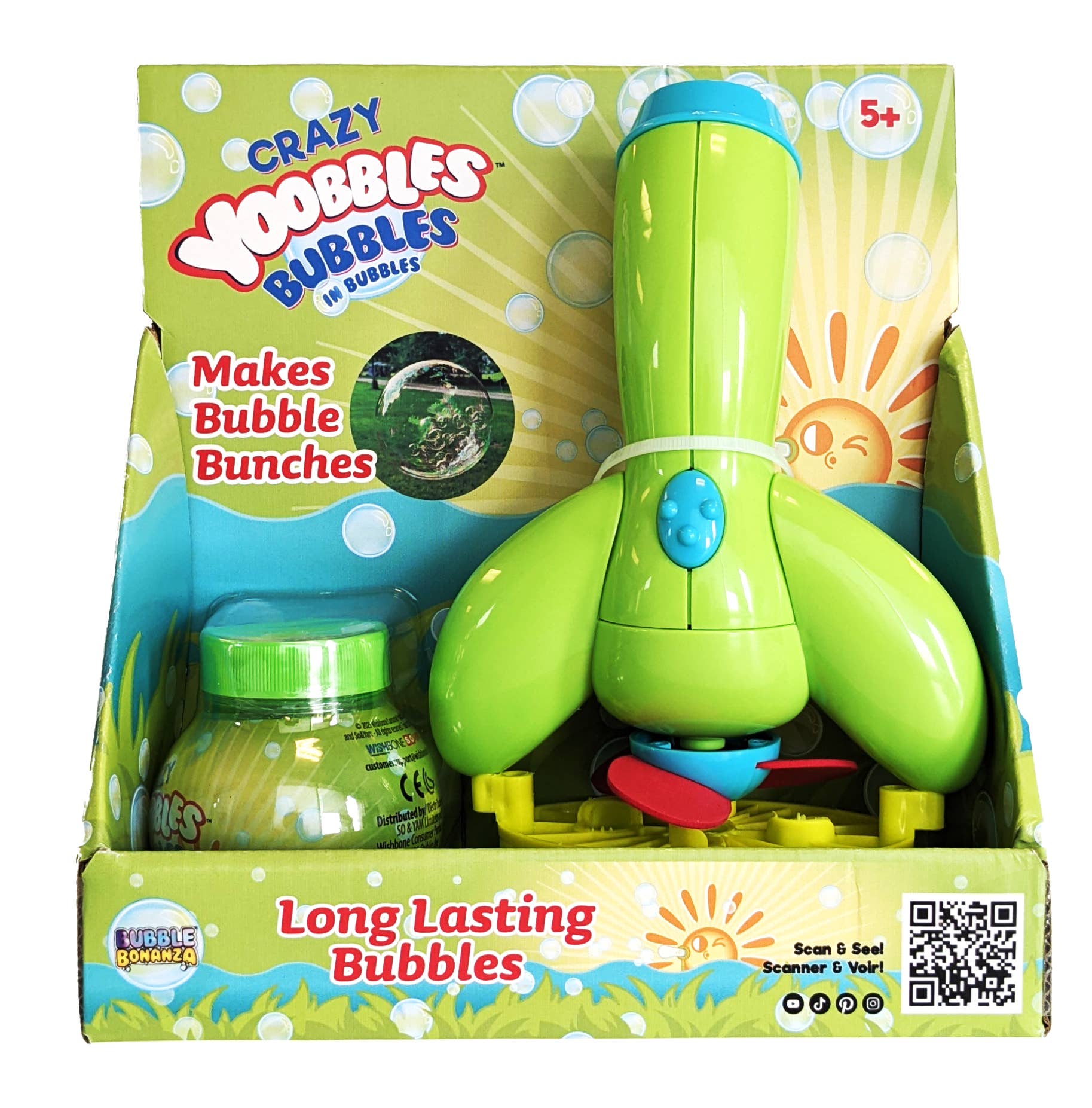 Wishbone Products - Wholesale Bubble Wand - Kids - Crazy Yoobbles Bubbles in Bubbles Machine Blower w/ solution