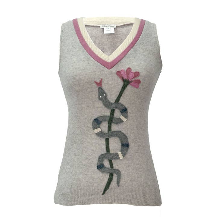 Snake and Flower Sweater Vest for wholesale by Deborah Lindquist