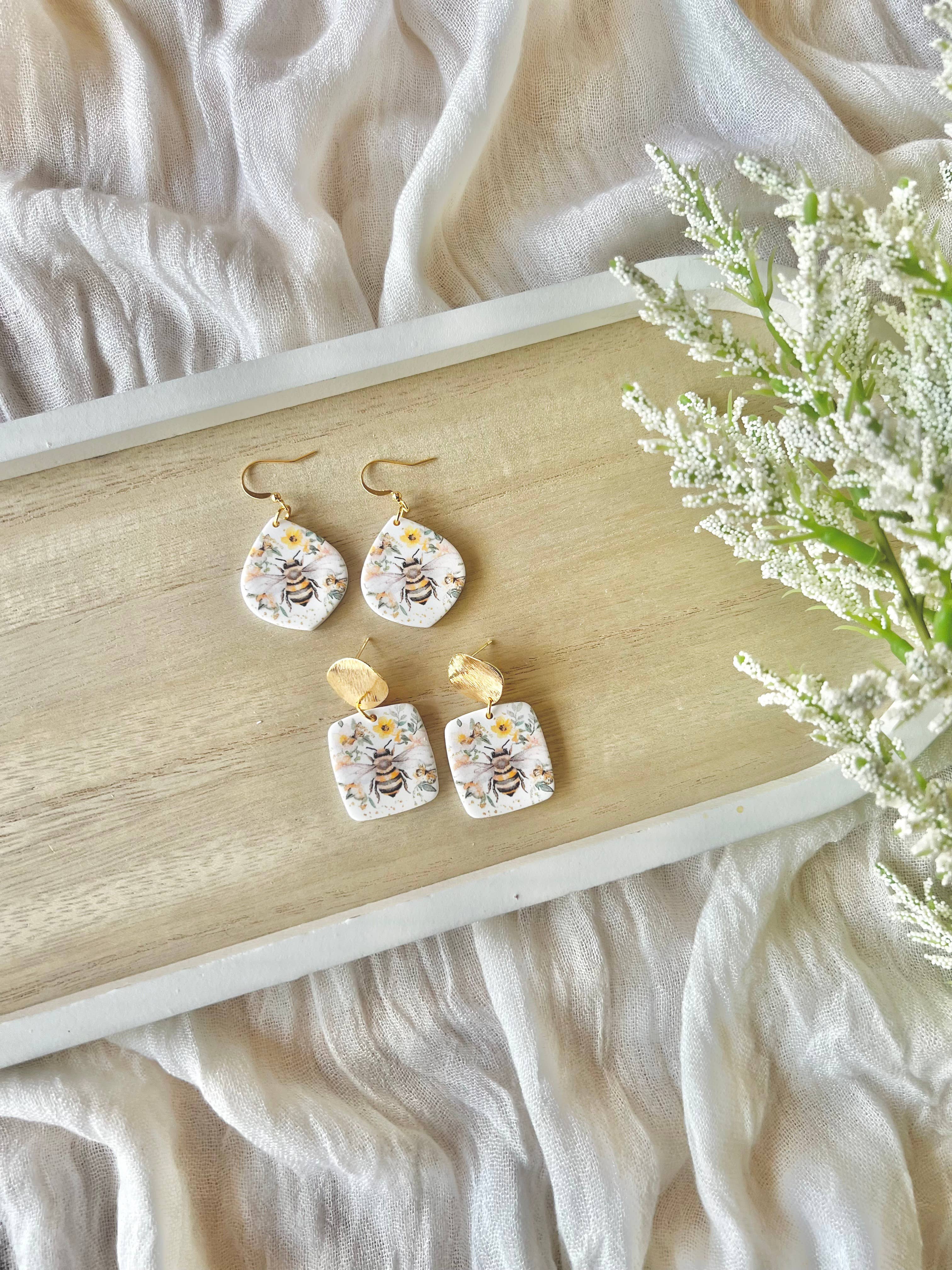 SeizeTheClayJewelry – Brincos de argola por atacado – Brincos de Abelha, Brincos de Argila de Abelha, Brincos de Abelha Mel5