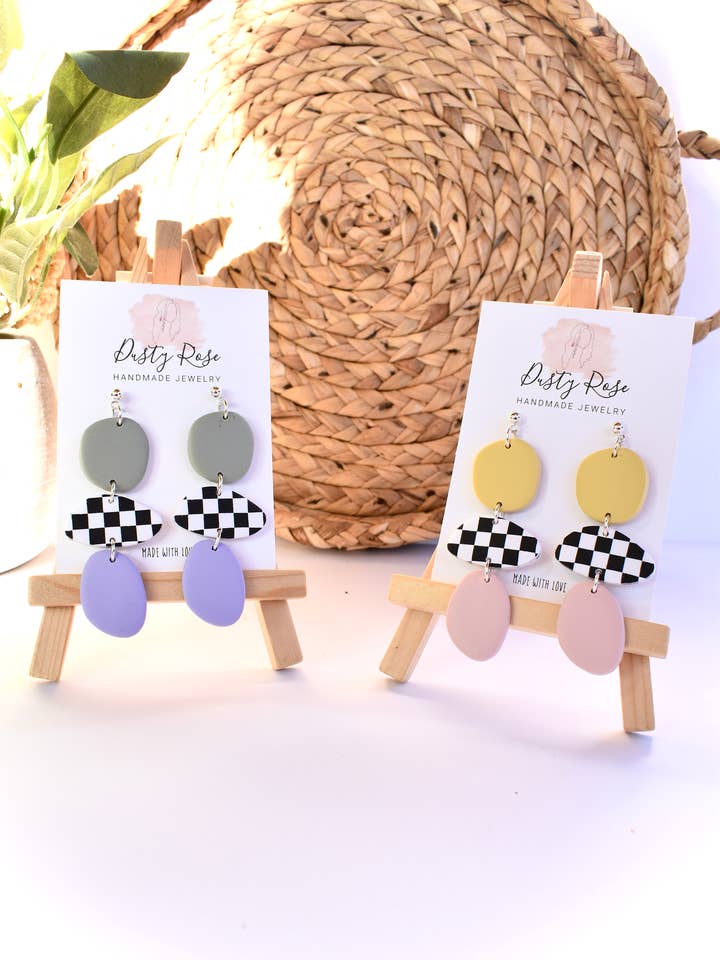Multi-Colored Checkered Dangles for wholesale by Dusty Rose Creations