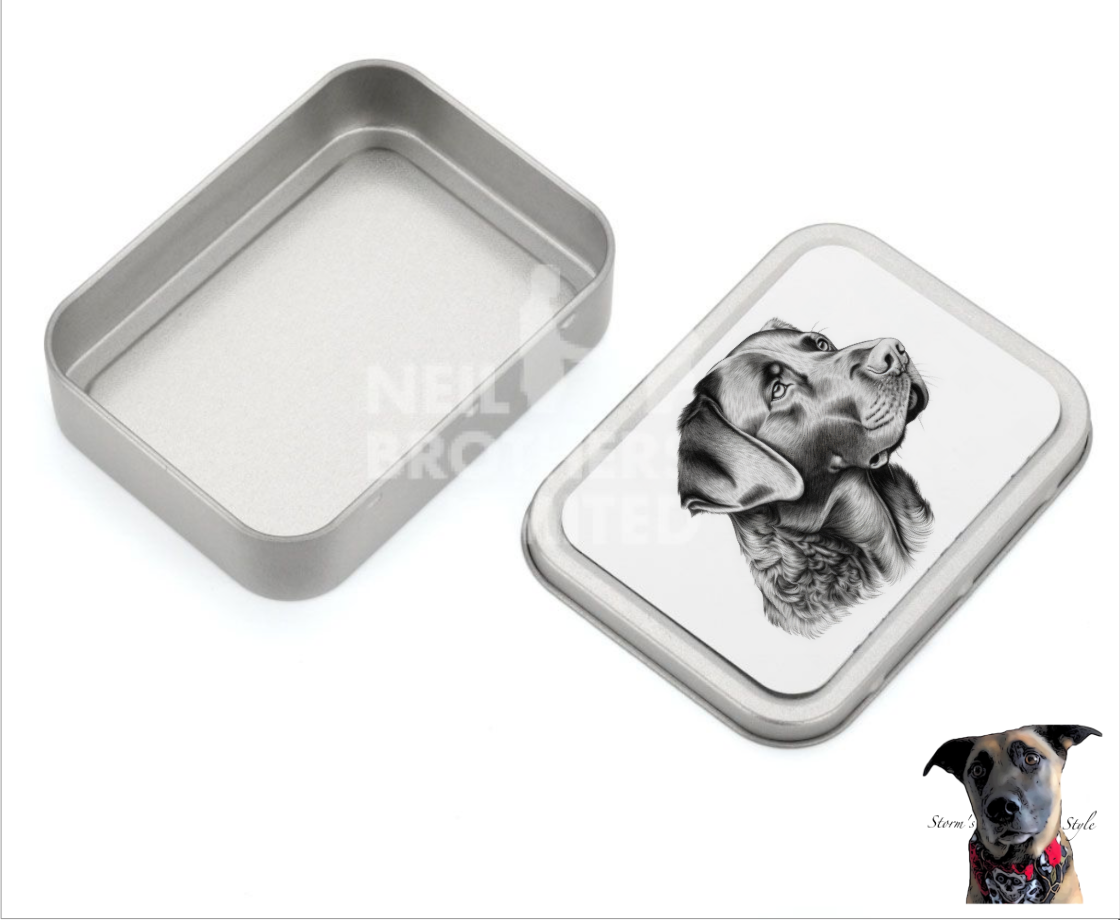 Storms Style - Vente Bocal à friandises – chien - Boîte à friandises en métal pour petit chien noir et gris - de nombreuses races30