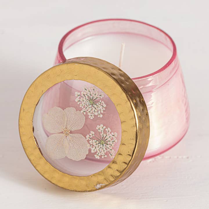 Luna Flower Small Watercolor Pressed Floral Candle for wholesale by Rosy Rings