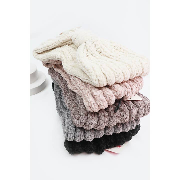 MIX COLOR Solid Knit Winter Bow Headband for wholesale on Faire